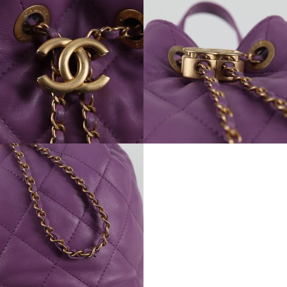 Chanel Chain Matelasse Backpack Lamb Skin Purple CC - Picture 8 of 8